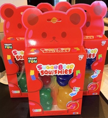 Bundle of 3 Crazy Fun Sugar Bear Squishy 3  Squishies 4pk Scented Gummy Bears