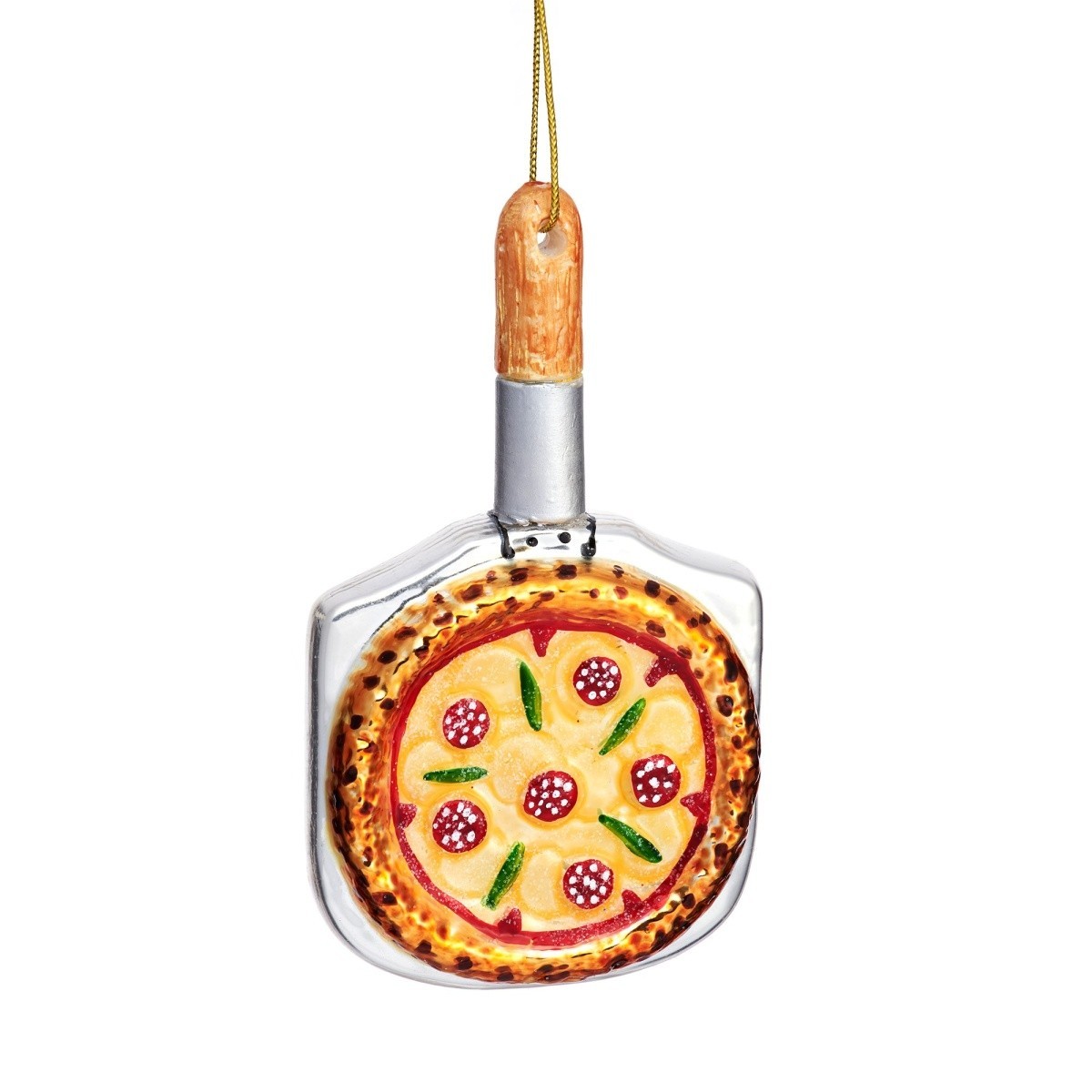 Sass & Belle Pizza on Board Christmas Tree Decoration with Gold Hanging Twine