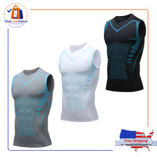 Men Compression Shirt Version Ionic Shaping Sleeveless Vest Sport Tank Top S-2XL