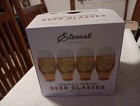NEW IN BOX Set Of 4 Football-Shaped Beer Glasses 16.9oz Borosilcate Glass Clear 