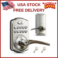 Keypad Door Lock with Handle, Keyless Entry for Front Door  Bedroom, Electronic