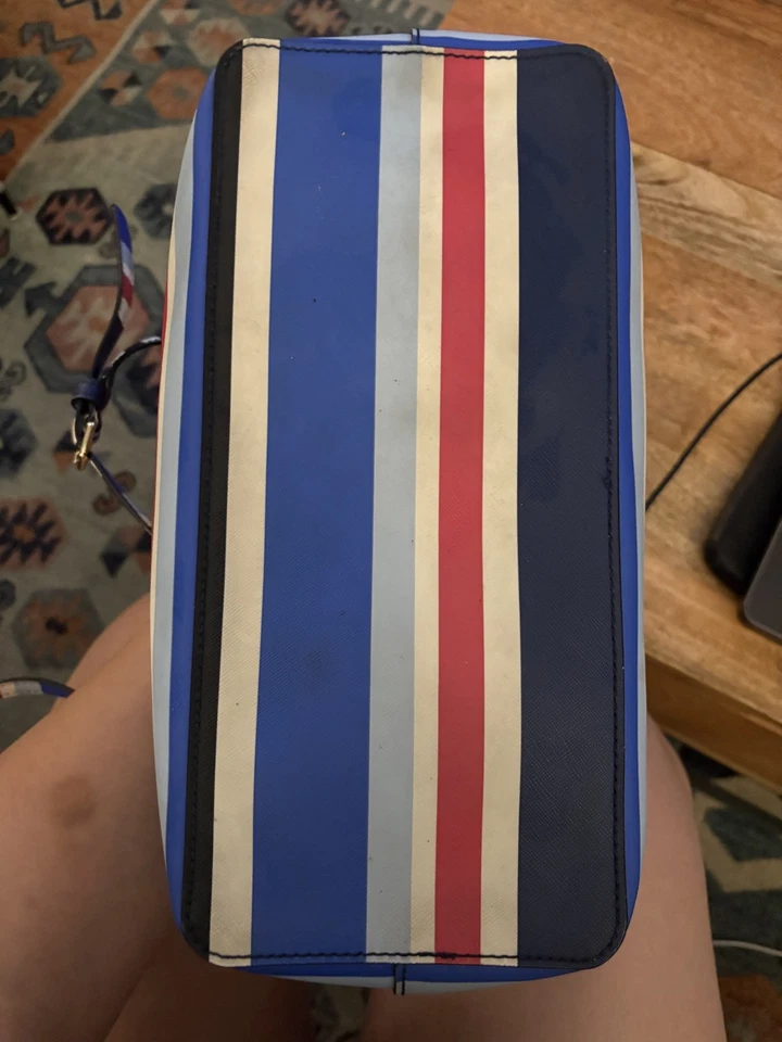 Kate Spade Purse Blue New York Evangelie Laurel Way Striped Satchel Crossbody - Image 2 of 4