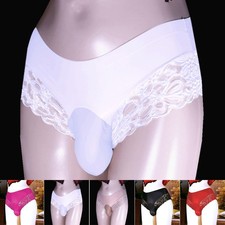 Mens Lingerie Lace G-String Sissy Pouch Panties Underwear Bikini Thong Briefs