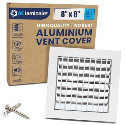 8'' x 8'' Duct Hole [9.6'' x 9.6'' Face] Aluminum Single Deflection Adjustable Air 