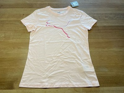 PUMA T-Shirt Damen S Sport Neu Etikett Peach Rose Kurzarm Fitneß Basic Top Tee