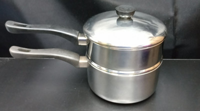 Vtg Revere Ware stainless 2 Qt Double Boiler Steamer Sauce pot