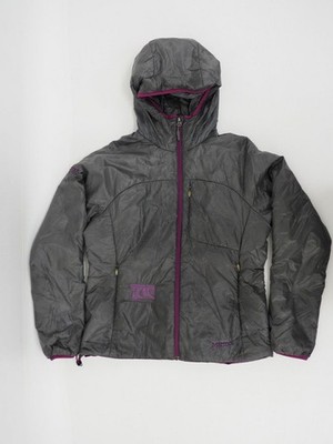 Marmot Women's Hooded Puffy Jacket Size Large Gray / Purple Mountain Trails Fdt 