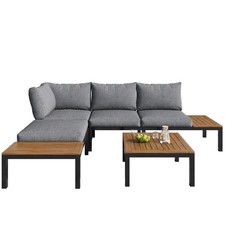 4 Seater Garden Furniture, Sectional L-Shaped Corner Sofa Set with Table, Grey