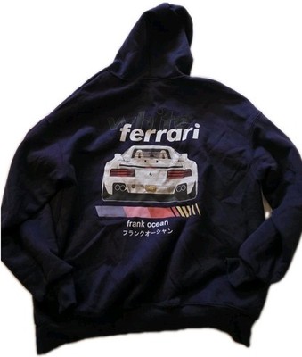 Frank Ocean White Ferrari Hoodie Blonde Album Merch Navy Blue