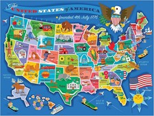 Map of USA Puzzle for Kids - 100 Large Pieces, 24" x 18" - Educational United St