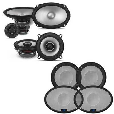Alpine S2 S-Series 6x9'' Component & 5.25 Coaxial w/ 2 KTE Speaker Grill Bundle