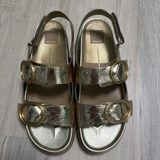Dolce Vita Starla Gold Distressed Sandals 10, excellent pre-owned condition