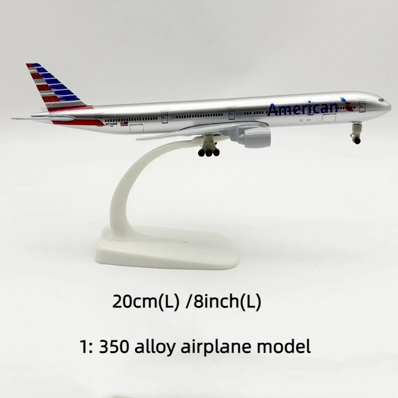 Modellino Aereo Diecast Lega 1:350 Boeing 777 American Airlines 20cm Collezione - Immagine 2 di 4