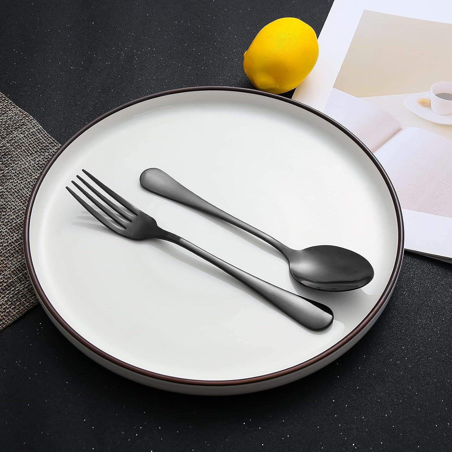 Set of 12, Stainless Steel Dinner Forks and Spoons Silverware Set, Heavy-Duty Fo