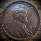 1920 Lincoln Wheat Cent AU/UNC TONED