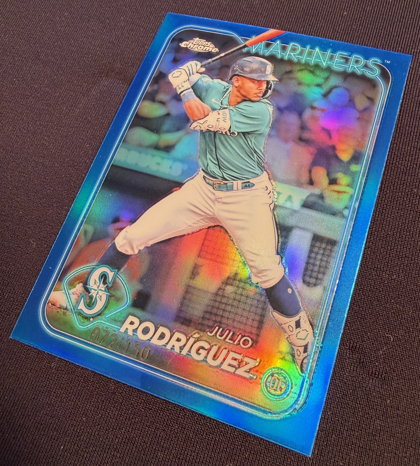 Julio Rodriguez - 2024 Topps Chrome Blue Refractor 72/150 #300 