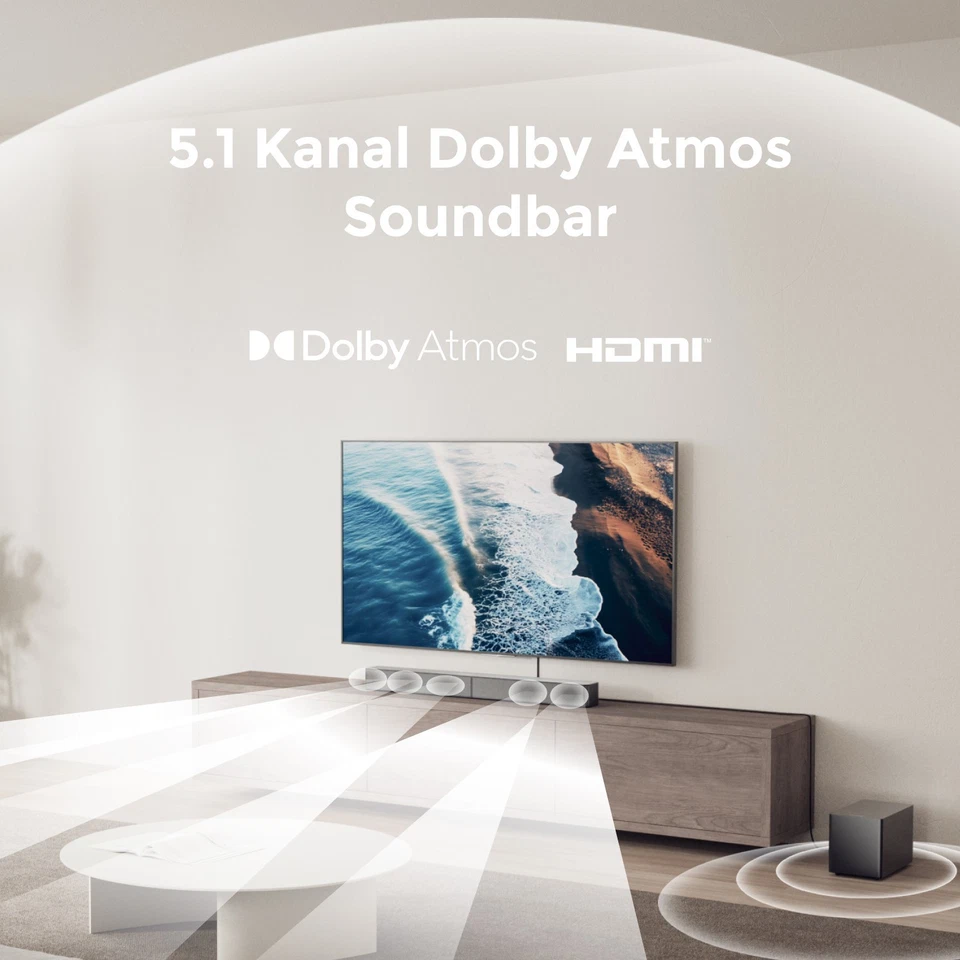 ULTIMEA 5.1ch Soundbar mit Dolby Atmos,4D Surround für TV Geräte mit Subwoofer - Bild 2 von 4