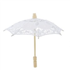 HG White Bridal Umbrella Lace Cotton Embroidery Handmade Parasol Umbrella