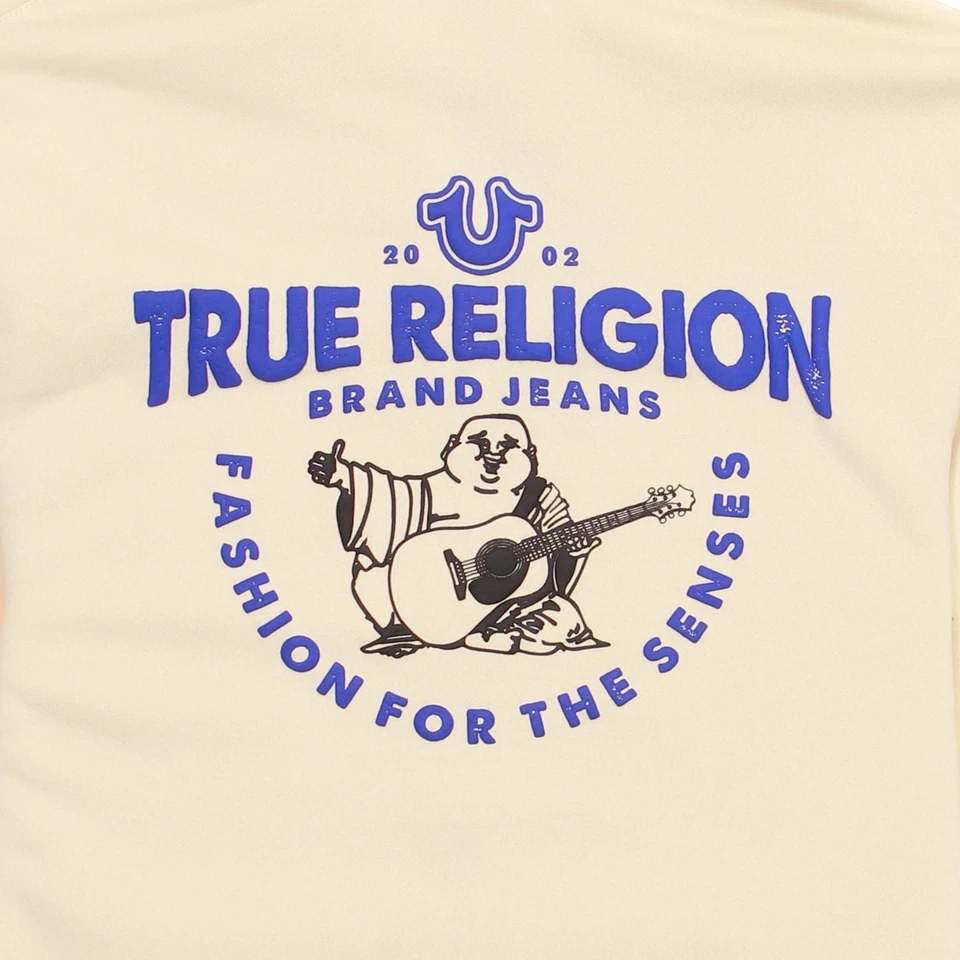 True Religion Core Cremallera Para Hombres Guitarra Buda Polar Cremallera Completa Sudadera con Capucha, XLarge, Niebla Foto 3 de 4