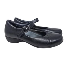 Dansko 37 Fawna Black Leather Mary Jane Comfort Career Shoe Professional