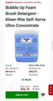 #ad KLEEN RITE Bubble UP Foam Brush Detergent Blue Foaming amp; Bubblegum Scented $50.00