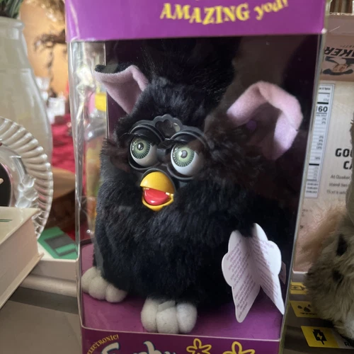 Vintage NEW 1998 Furby Black Witch's Cat 70-800 Green Eyes Pink Ears in Org BOX
