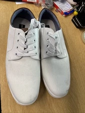 Bruno Marc White Size 9 Lace Up Shoes Trimmed In Brown