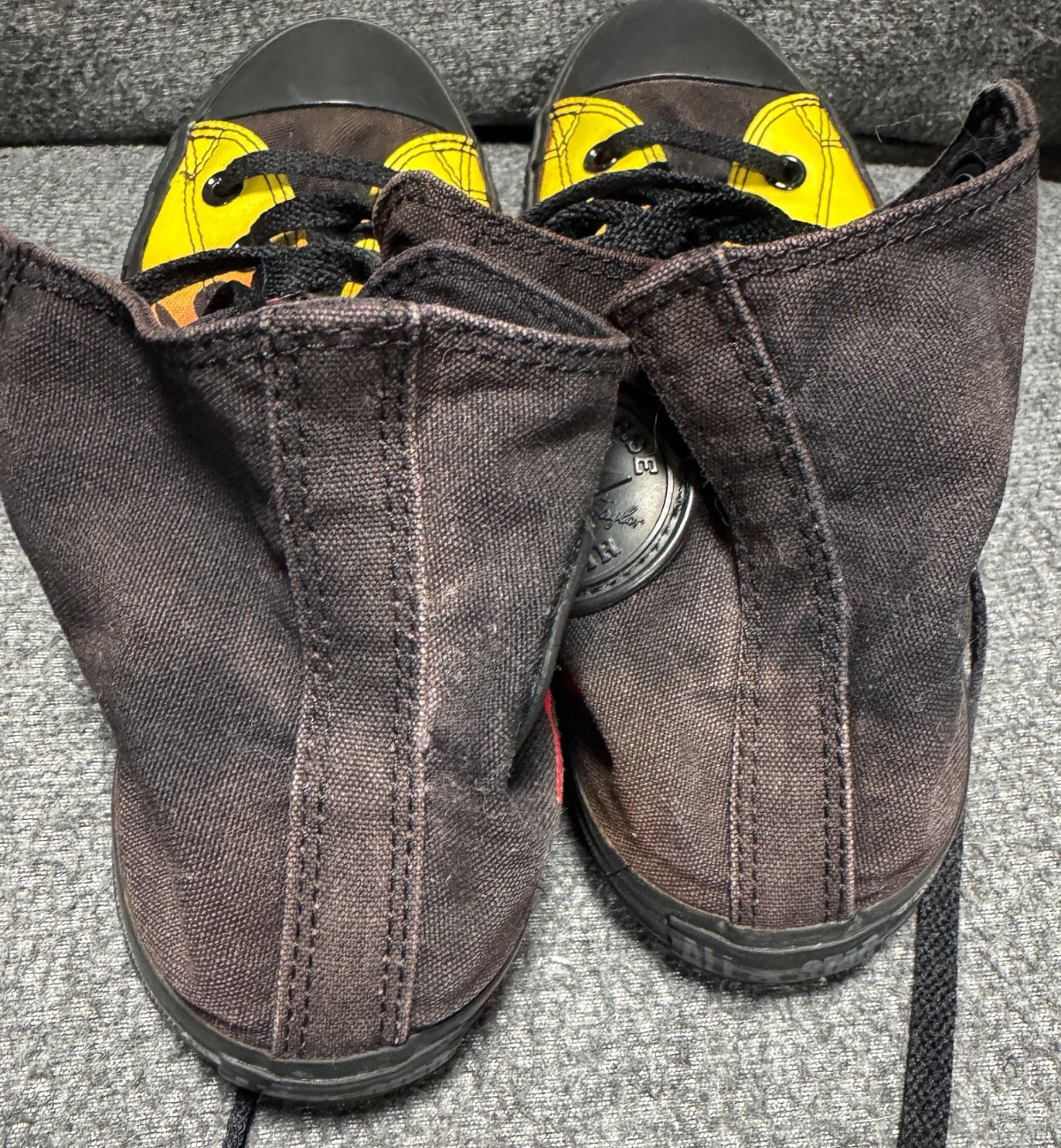 Vintage Converse High Tops Men 9 Black Red Yellow Flames thumbnail 10