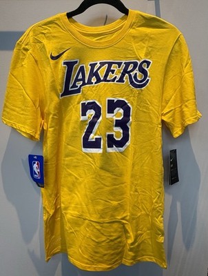 Nike NBA Lakers LeBron James #23 Yellow Official T-Shirt Size MEDIUM MENS