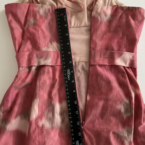 BCBG MaxAzria Dress Sz 0 Watercolor Erin Mini Ruffle Back Zip Party Chic Y2K 90s - Picture 8 of 10