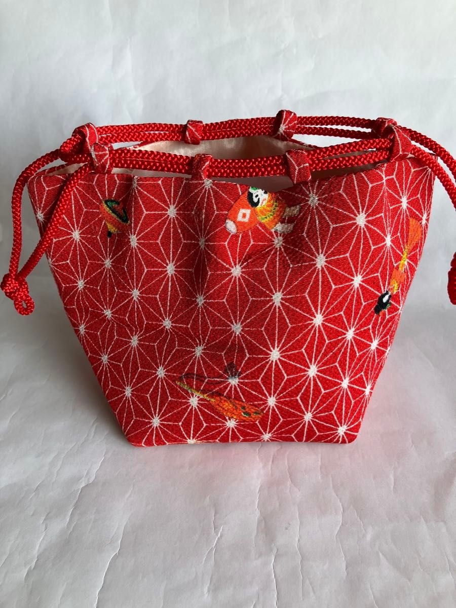 Drawstring bag Japanese pattern hemp leaf pattern… - image 3