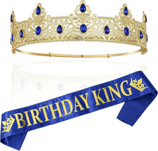 Birthday King Crown and Sash, Costume Headwear for Men, Birthday Party Decoratio