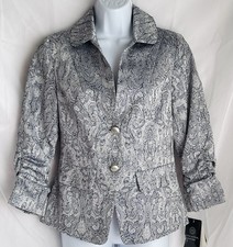Doncaster Blazer Women 4 Blue Textured Classic Career Jacket Flattering 90s NWT