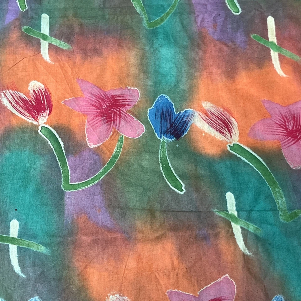 Vtg 1980s 90s Pastel Purple Green Floral Fabric Cotton 4 Yards 45” - Image 2 of 4