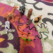 Lot Of Large Plastic Zoo Play Toy Animals Horse Tiger Zebra Snakes Giraffe