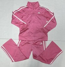 ADIDAS 5 5T Girls 2 Pc Tracksuit Jacket Pants Track Suit Barbie Bubble Gum Pink