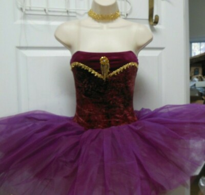 Gold Gilded Short Ballet Costume Wine Graduated Tutu Velvet w/accessories |  eBay