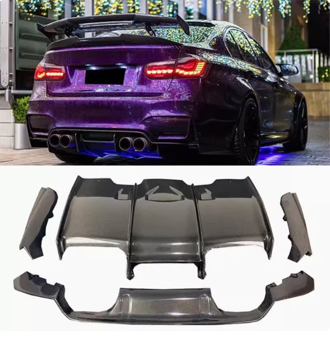 Carbon Fiber Rear Bumper 4PCS Diffuser For BMW F80 M3 F82 F83 M4 15-20 PSM style - Image 2 of 4