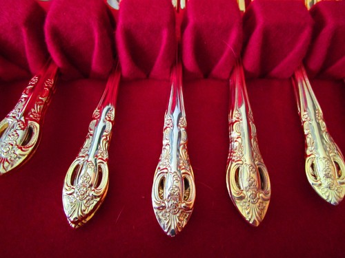 39 PC. Hanford Forge H.F. Ltd. Flatware SERVICE FOR 8 Gold Plated Stainless~VGC - Picture 5 of 14