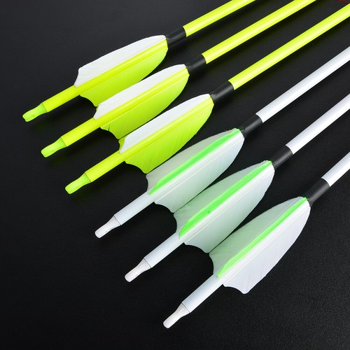 30'' Archery Carbon Arrows SP500 3" Turkey Feathers Recurve Bow Hunting Target - Picture 8 of 14