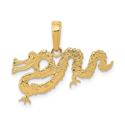 Real 14kt Yellow Gold Dragon Pendant