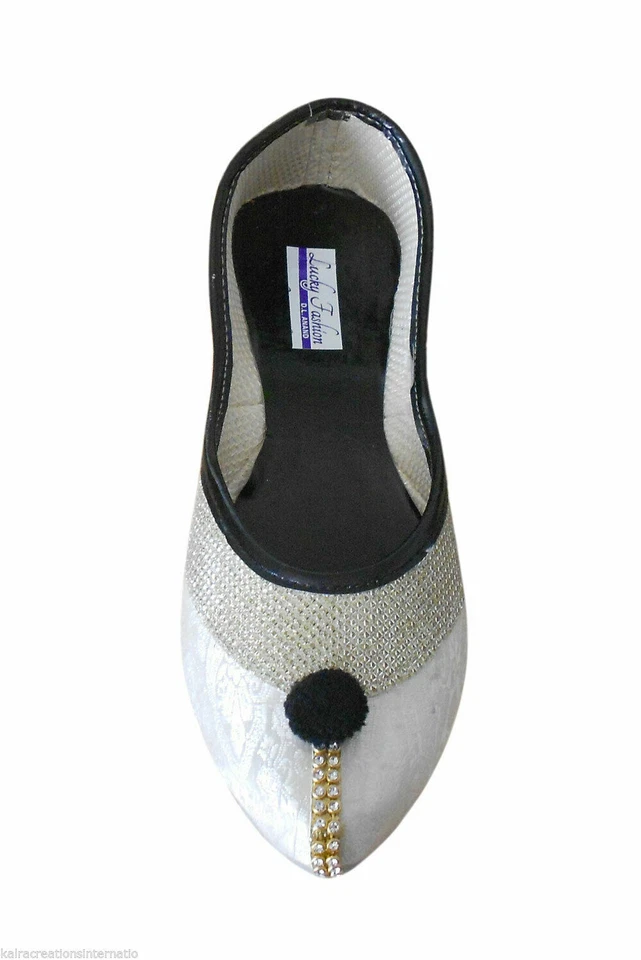 Zapatos de mujer indios hechos a mano mocasines de boda mocasines chanclas jutties EE. UU. 5,5-8 Foto 3 de 4