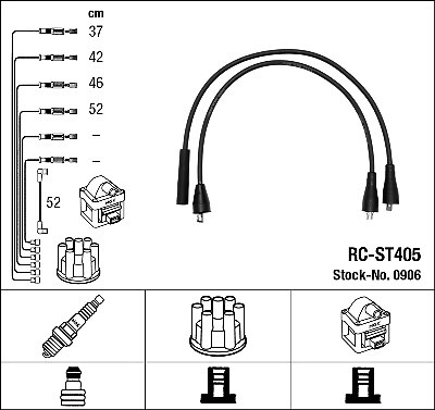 0906 NGK Ignition Cable Kit for LADA,OPEL,YUGO