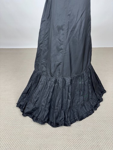 Antique Victorian 1890s Black Mourning Silk Ruffle Micro Pleated Skirt AS IS - Picture 8 of 14