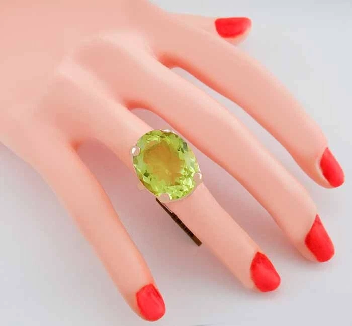 GENUINE 18.56 Cts PERIDOT RING 10K ROSE GOLD - Free Certificate Appraisal - NWT - Image 3 of 4
