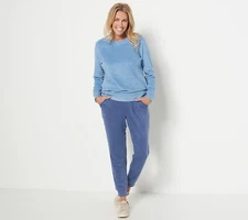 Denim & Co. Comfort Zone Fleece Jogger w/ Pockets-Indigo-2X-NEW-A488279