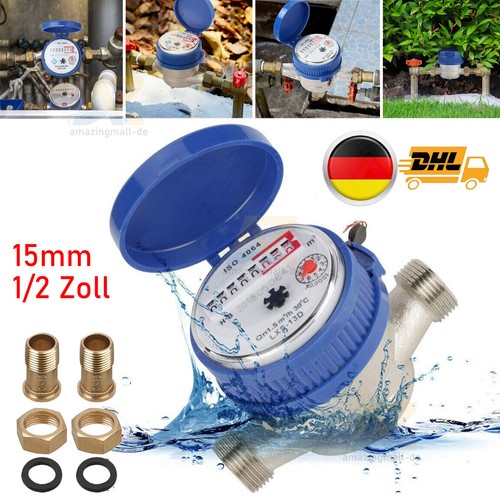 Garten Zapfhahnzähler Kaltwasserzähler 1/2" 110mm Geeicht Eichung Wasseruhr Set