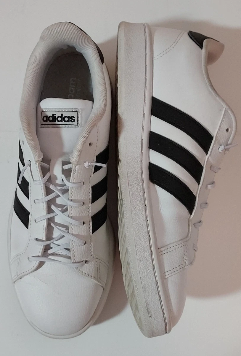 Adidas Cloudfoam Comfort ladies black white sneakers size 9