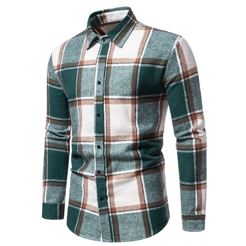 Herren Hemd Kariertes Langarmhemd Kopf Slim-Fit Freizeit Reise Business - Bild 5 von 35