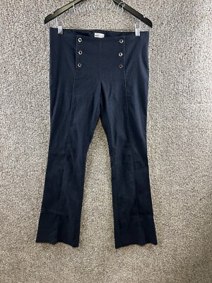 Wet Seal Dark Blue Skinny Flare Pants Low Rise Button Front Junior's Size 11